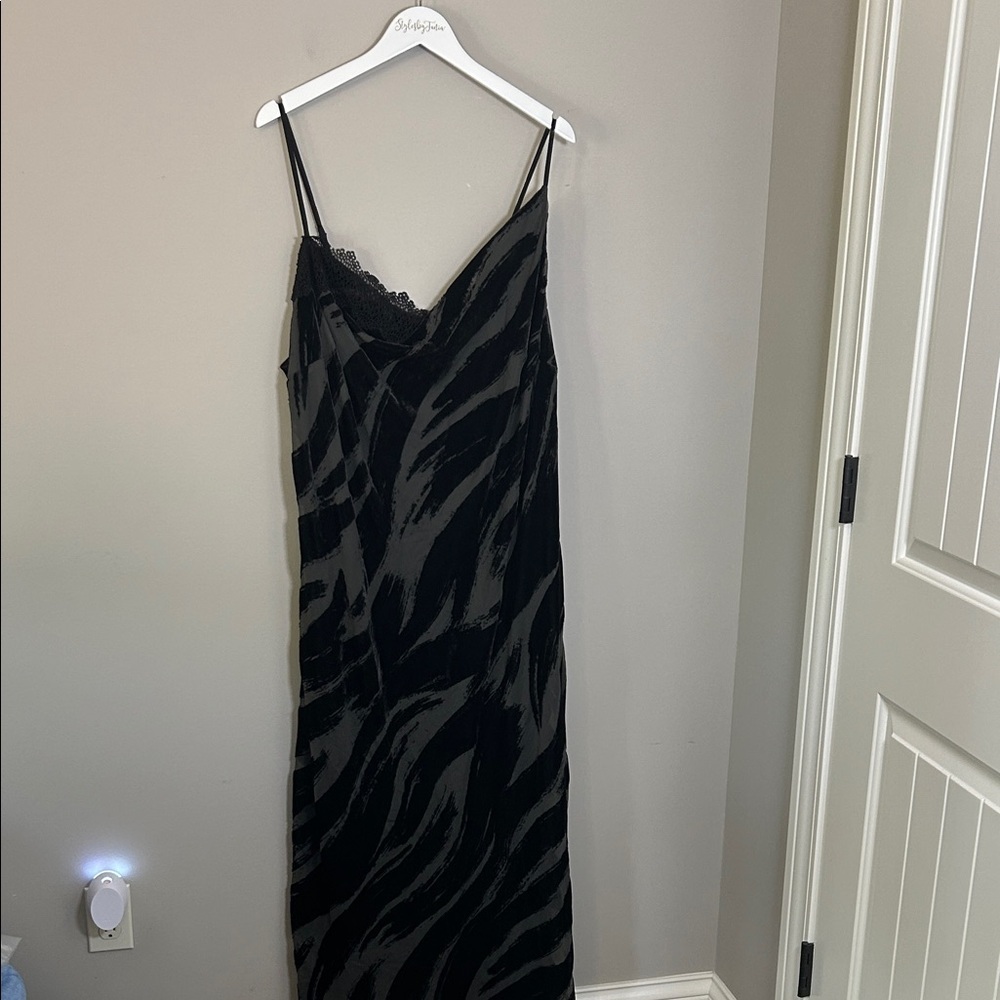 Anthropologie Cowl Neck Slip Dress Midi Black Velvet Burnout Lace Sz 3X NEW - Picture 5 of 14